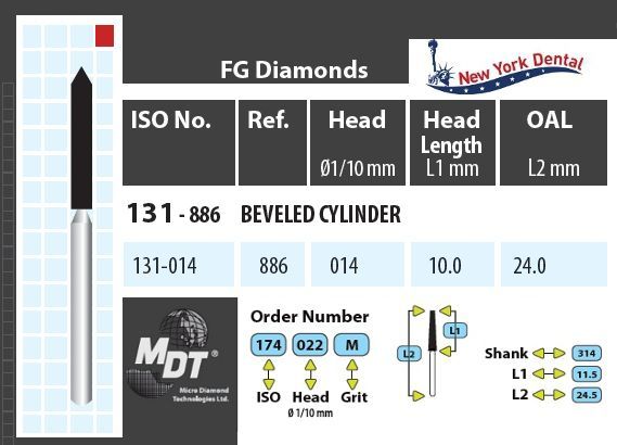 MDT Gyémánt Fúró Henger hegyes véggel 131-014F