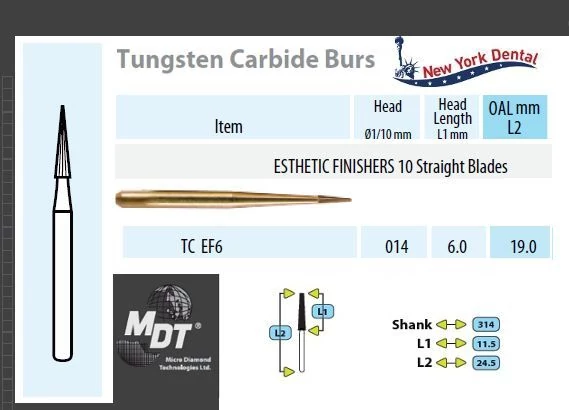 MDT FG Karbidfúró Hegyes Kúp TC EF6 (10 egyenes pengés)