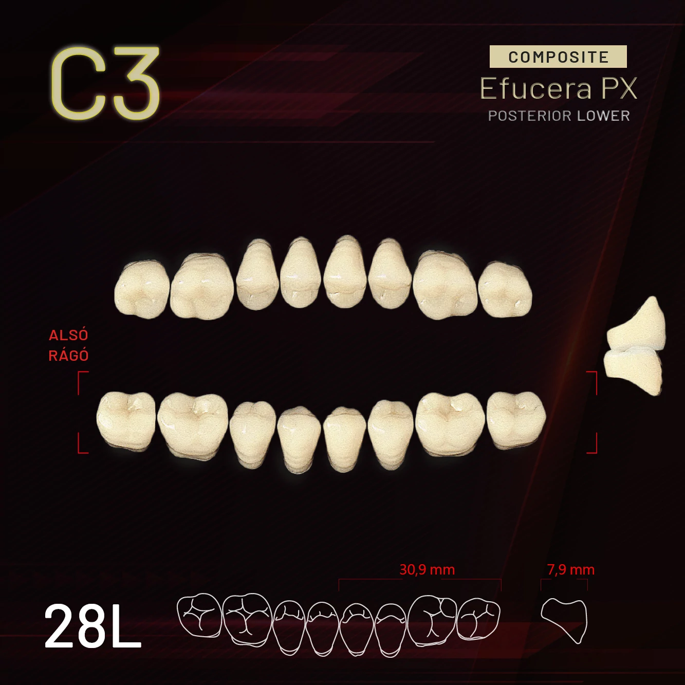 Yamahachi Composit EFUCERA rágó alsó C3 28L