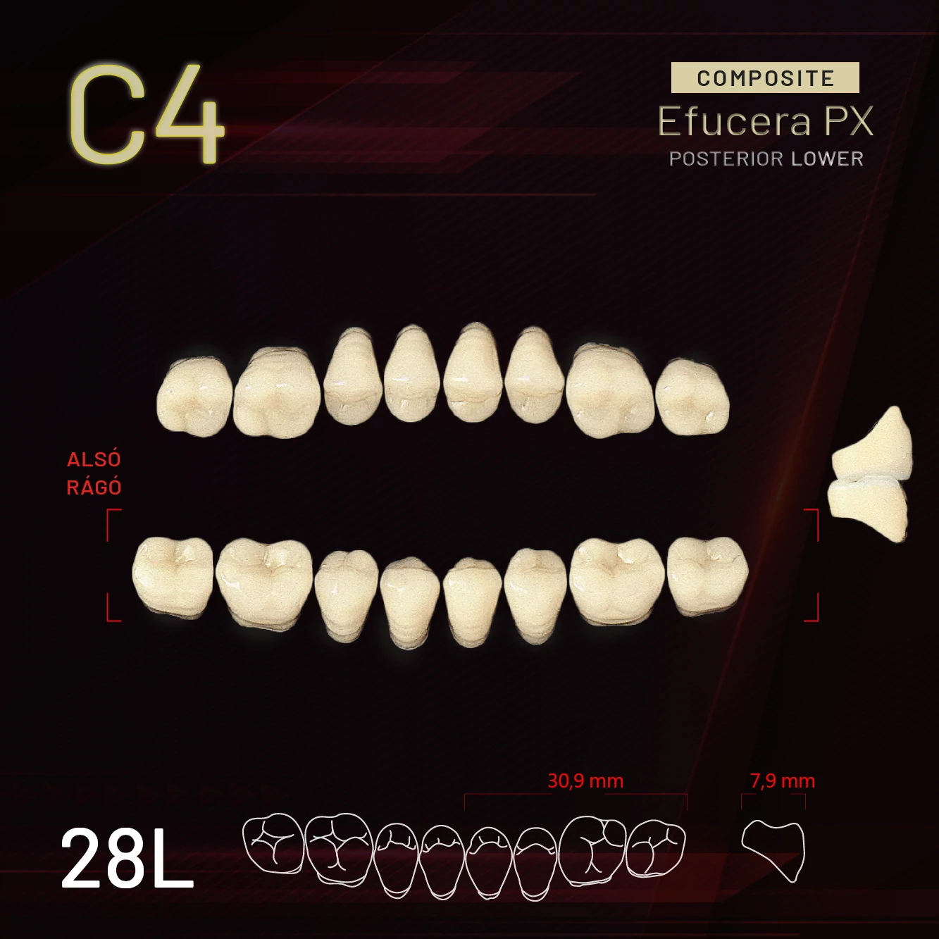 Yamahachi Composit EFUCERA rágó alsó C4 28L