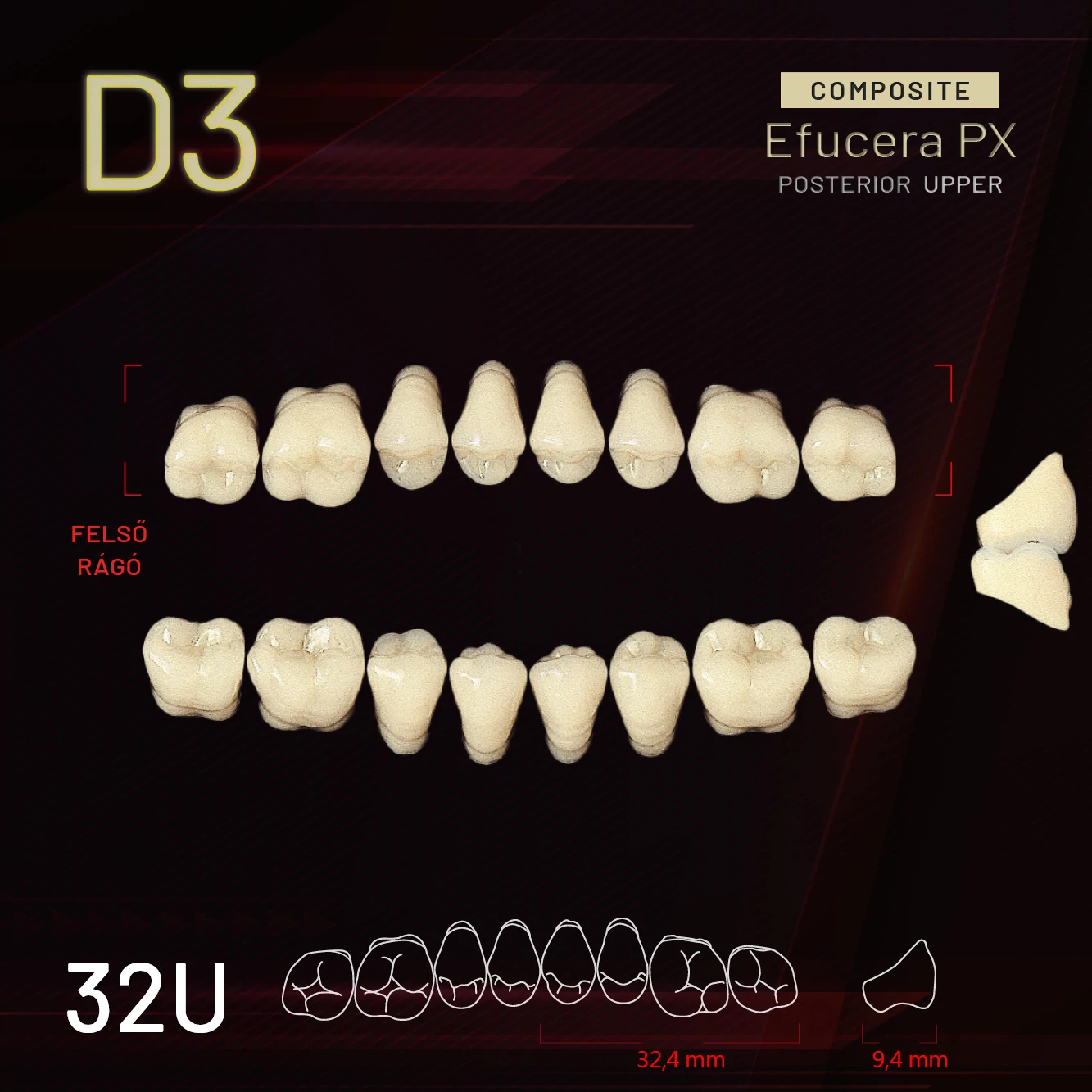 Yamahachi Composit EFUCERA rágó felső D3 32U